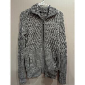 Women's Fisherman style zippered grey knit cardigan sweater by Patty Boutik, L